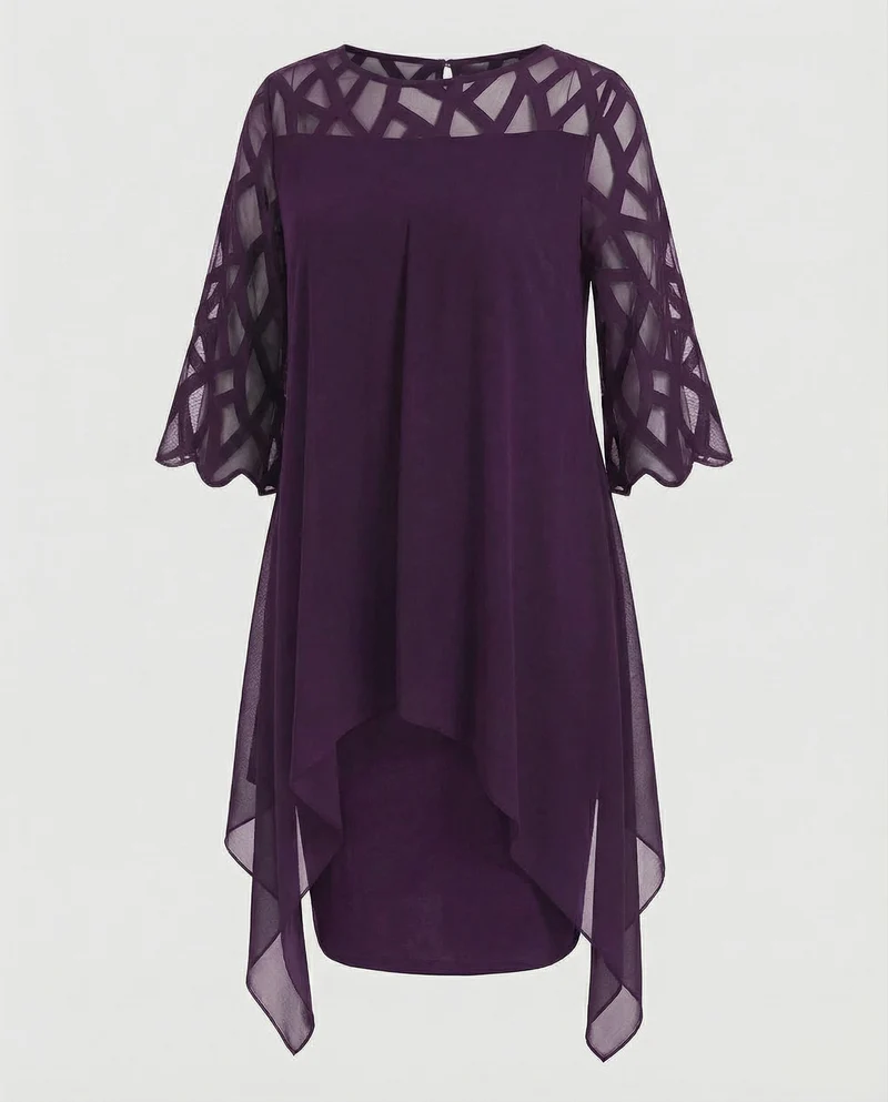 Damen geometrisches Chiffon-Überwurfkleid