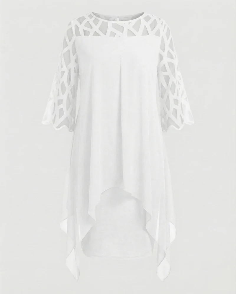 Damen geometrisches Chiffon-Überwurfkleid