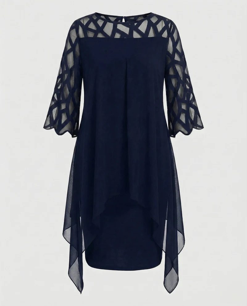 Damen geometrisches Chiffon-Überwurfkleid