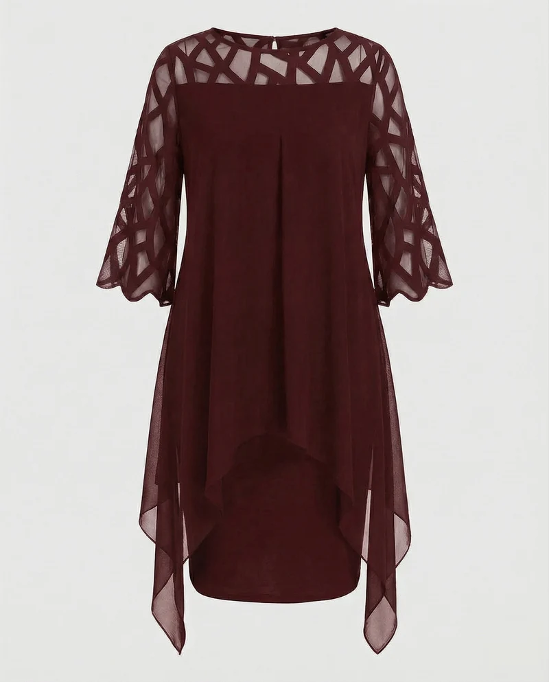 Damen geometrisches Chiffon-Überwurfkleid