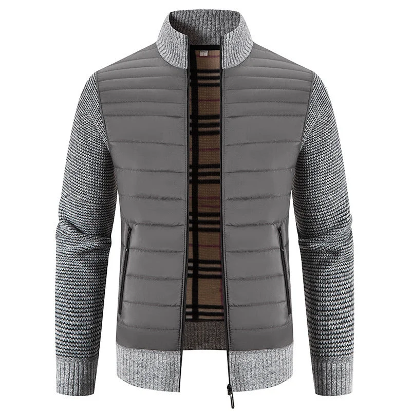 Herren Steppjacke mit modernem Strickärmeln und hohem Kragen