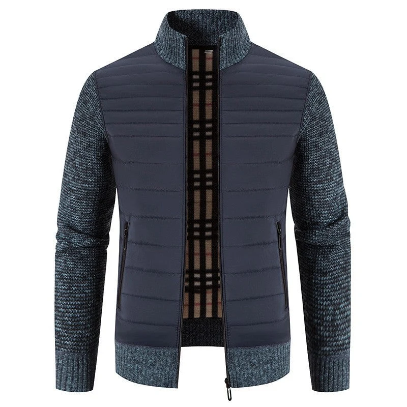 Herren Steppjacke mit modernem Strickärmeln und hohem Kragen