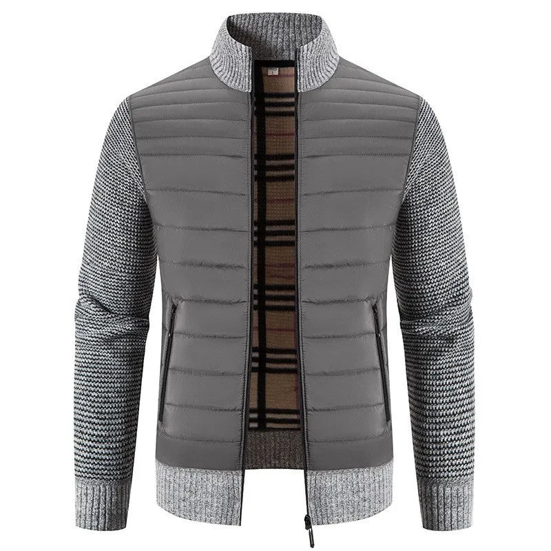 Herren Steppjacke mit modernem Strickärmeln und hohem Kragen