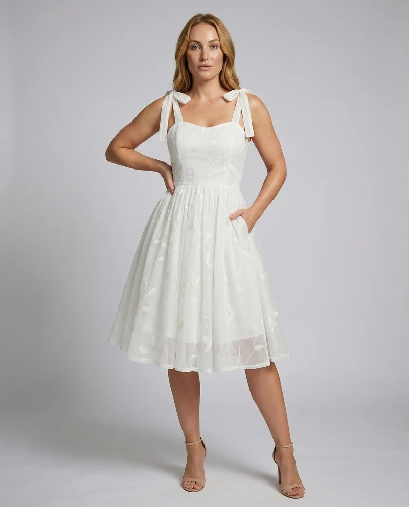 Damen tailliertes Retro-Tüllkleid mit Tellerrock