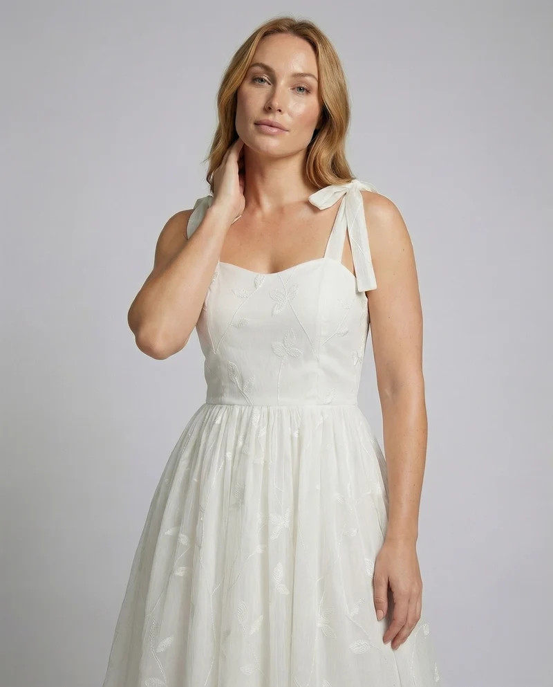 Damen tailliertes Retro-Tüllkleid mit Tellerrock