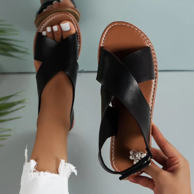 Damen Komfortsandalen mit elegantem Riemen und Dekoration