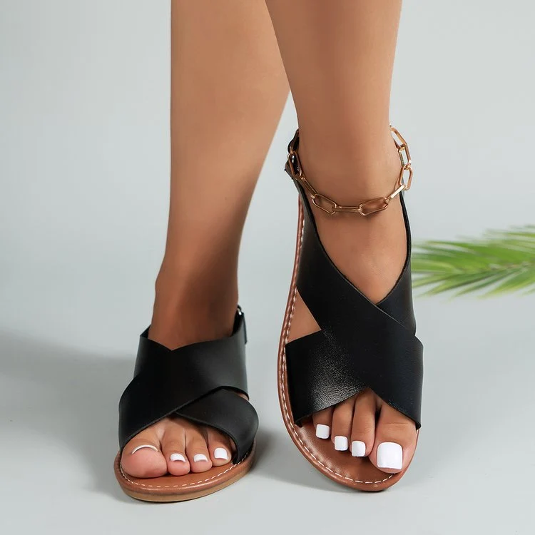 Damen Komfortsandalen mit elegantem Riemen und Dekoration