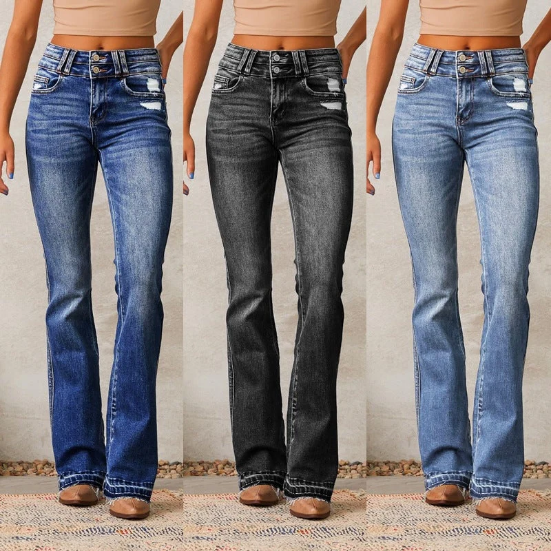 Damen Flared Jeans im Vintage-Stil mit hohen Taillen