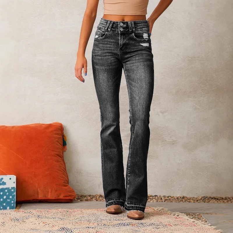 Damen Flared Jeans im Vintage-Stil mit hohen Taillen