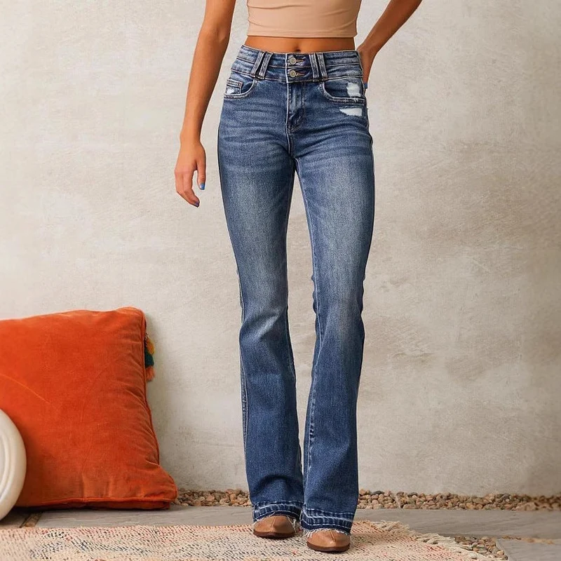 Damen Flared Jeans im Vintage-Stil mit hohen Taillen