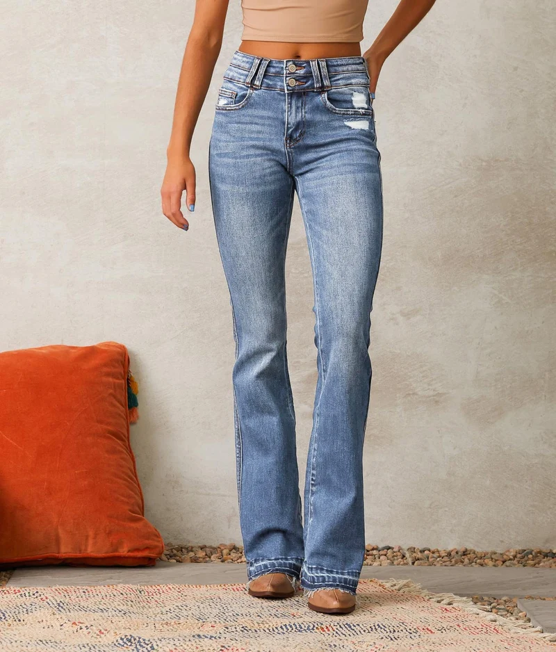 Damen Flared Jeans im Vintage-Stil mit hohen Taillen