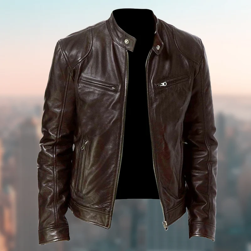 Premium langlNord Taschenige Herrenlederjacke mit modernem Schnitt
