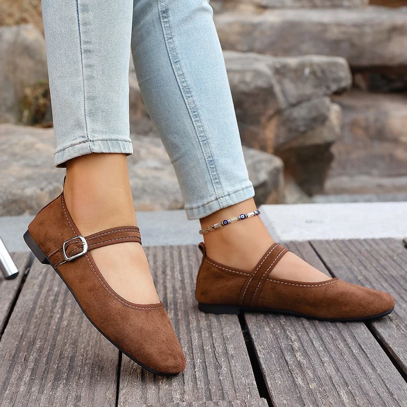 Damen Bequeme Ballerinas mit verstellbarem Riemchen