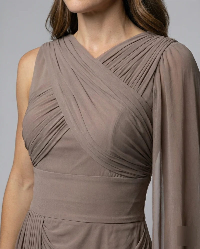 Damen Abendkleid Drapé-Schultertuch Hüftraffung
