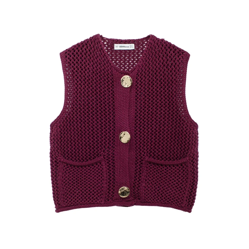 Damen Strickweste mit Knopfleiste und Taschen