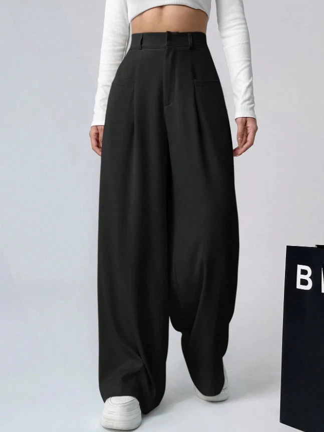 Damen Weite Bundfaltenhose