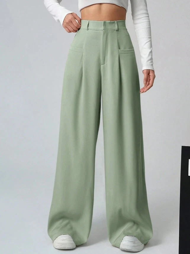 Damen Weite Bundfaltenhose