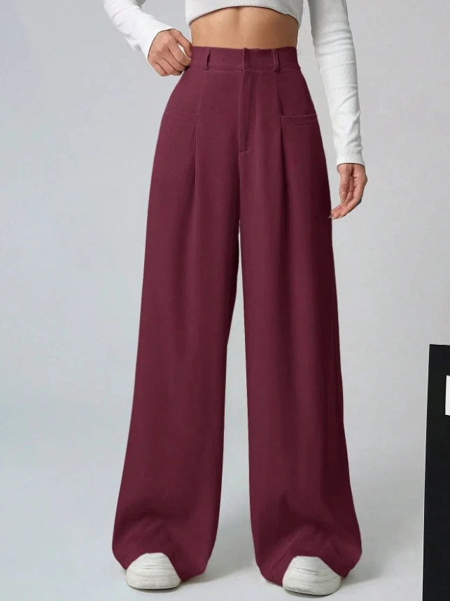 Damen Weite Bundfaltenhose