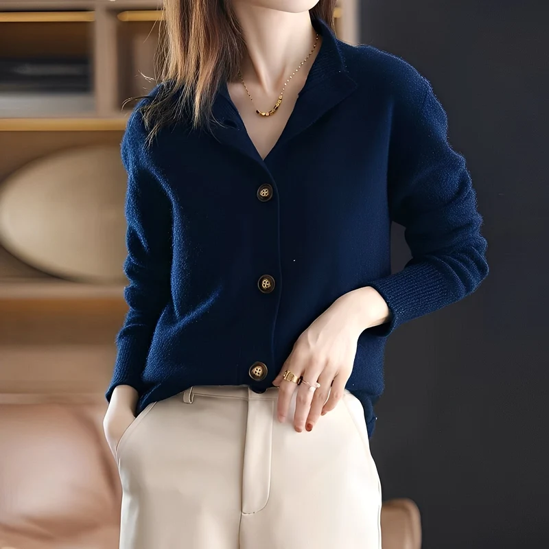 Eleganter, lässig geschnittener Cardigan mit Knöpfen für Frauen