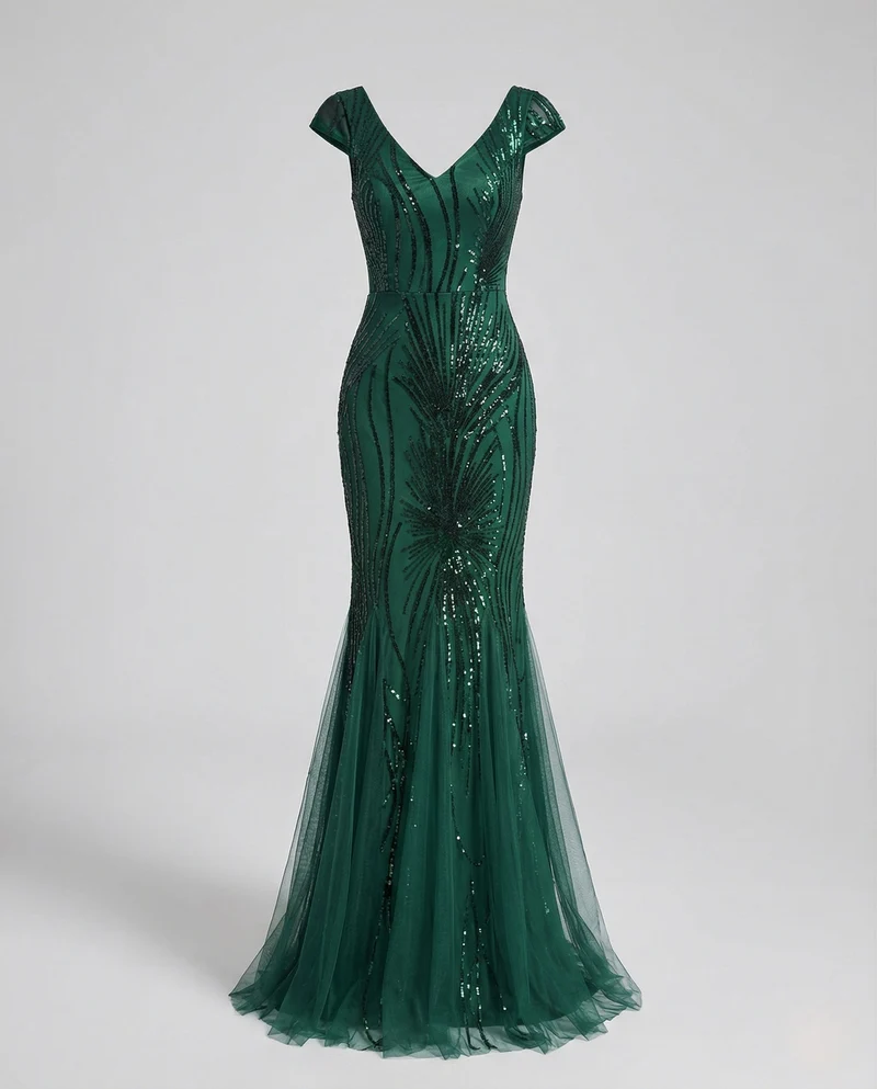 Damen Abendkleid Meerjungfrau Pailletten