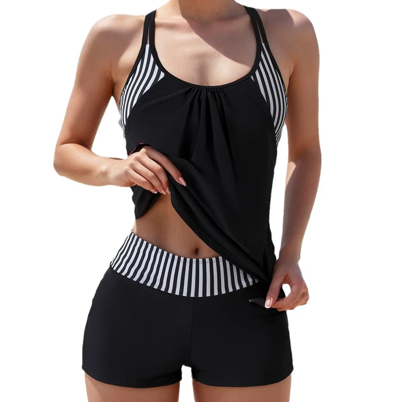 Damen Sportliches Tankini-Set mit modischem Streifenmuster Nord Taschen