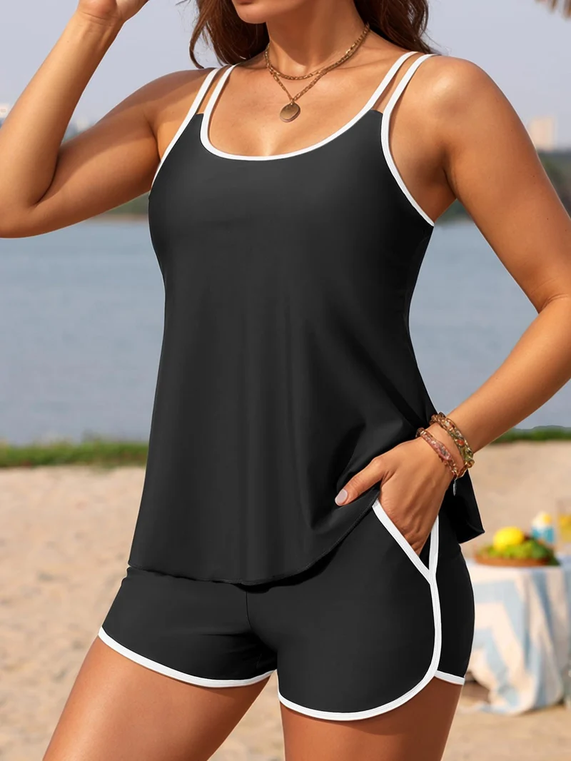 Damen Sportliches Tankini-Set mit modischem Streifenmuster Nord Taschen