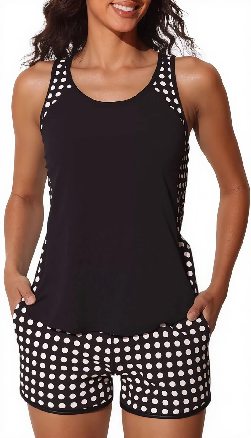 Damen Sportliches Tankini-Set mit modischem Streifenmuster Nord Taschen