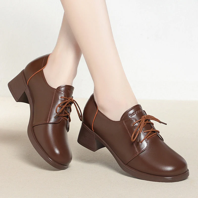 Damen Elegante und bequeme Schnürschuhe mit Blockabsatz