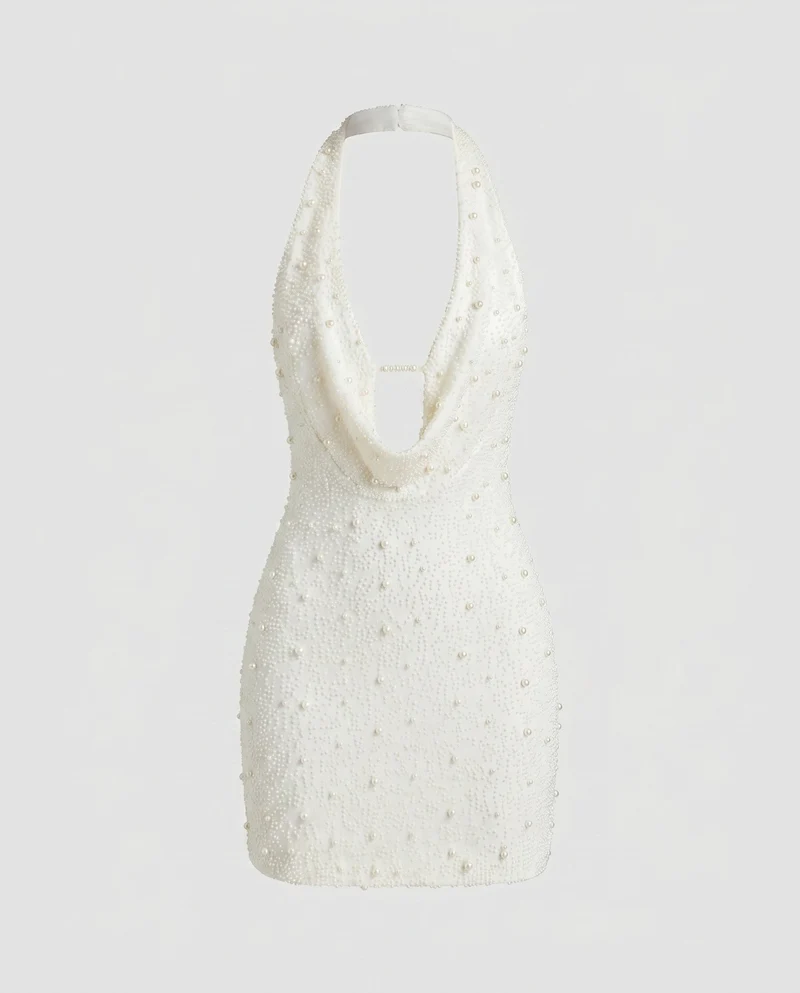Damen Mehrlagiges Minikleid mit eleganter Perlenverzierung und tiefem Ausschnitt Nord Taschen