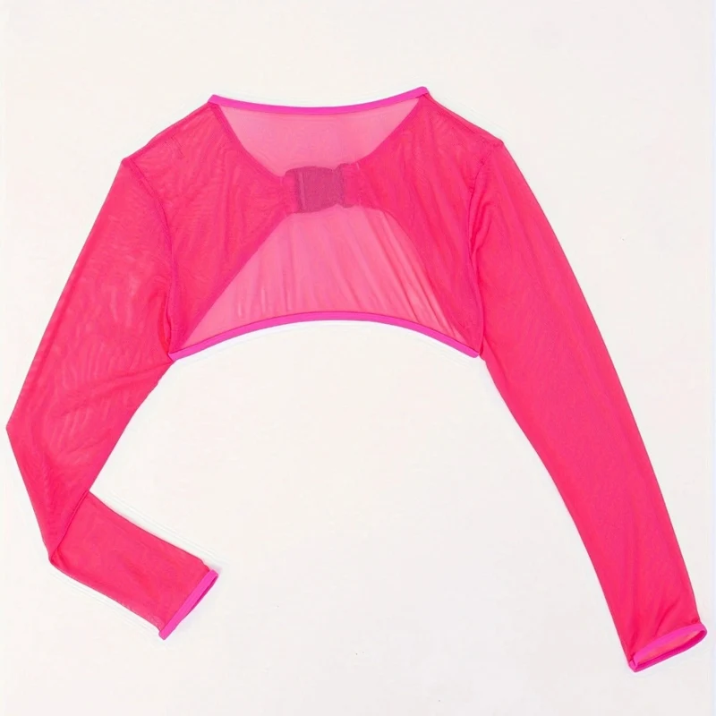 Damen Modischer Mesh-Oberteil mit langer Arm