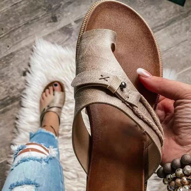 Damen komfortable Zehentrenner-Sandalen mit modischem Riemchen-Design