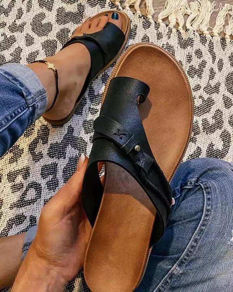 Damen komfortable Zehentrenner-Sandalen mit modischem Riemchen-Design