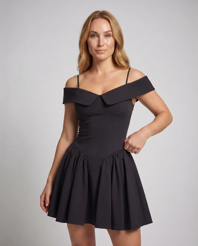 Damen Abendkleid Kurz Formkorsage Tellerrock