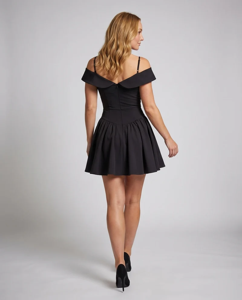 Damen Abendkleid Kurz Formkorsage Tellerrock