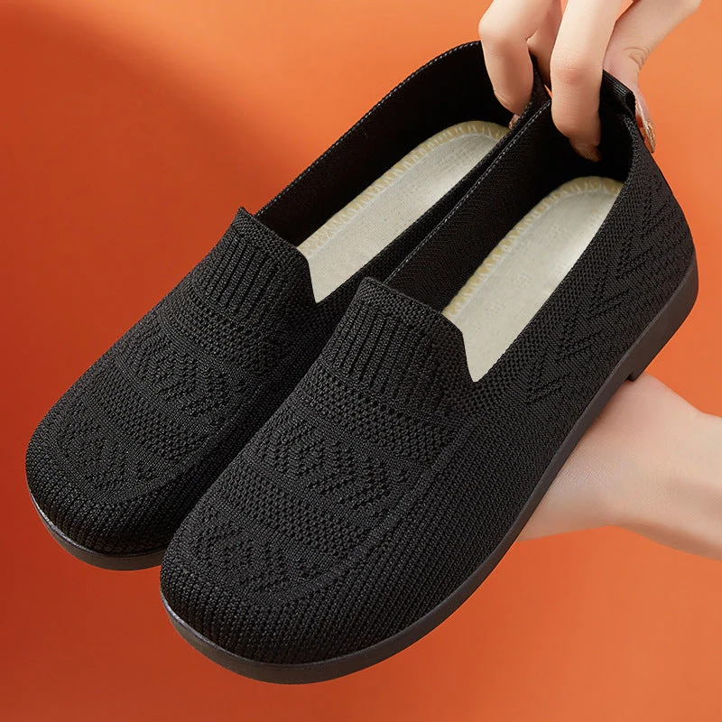 Damen Komfortable Strick-Slipper mit elastischem Einstieg und rutschfester Sohle