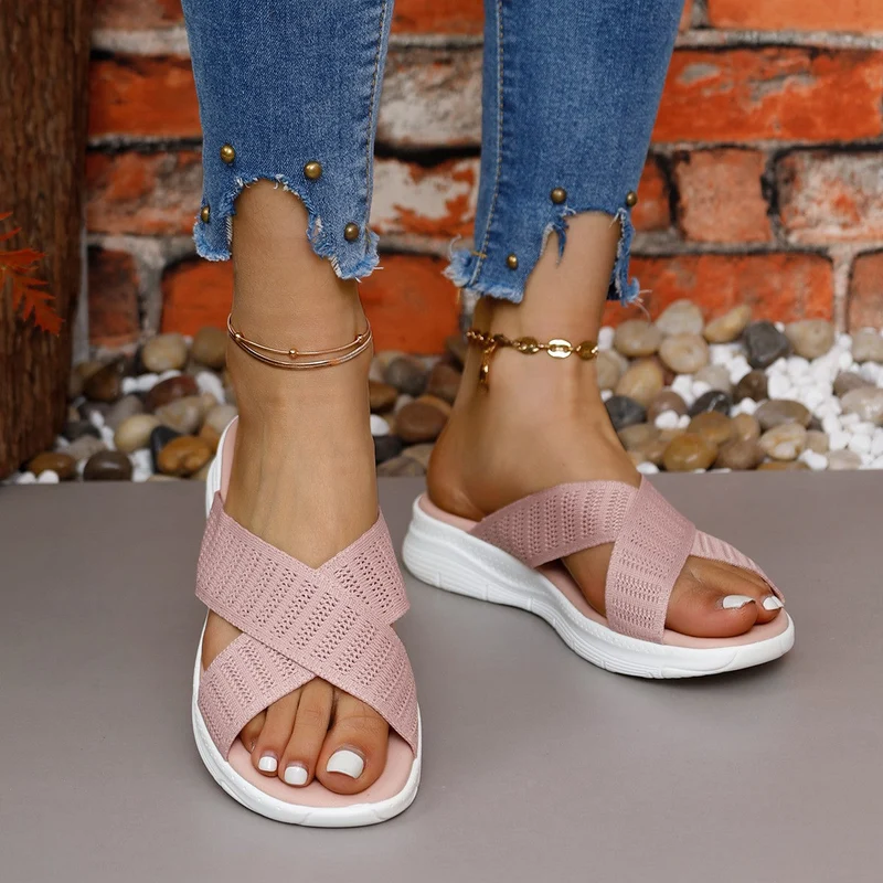Damen Atmungsaktive und elegante Schlüpfsandalen mit Kreuzband-Wickeldesign Nord Taschen