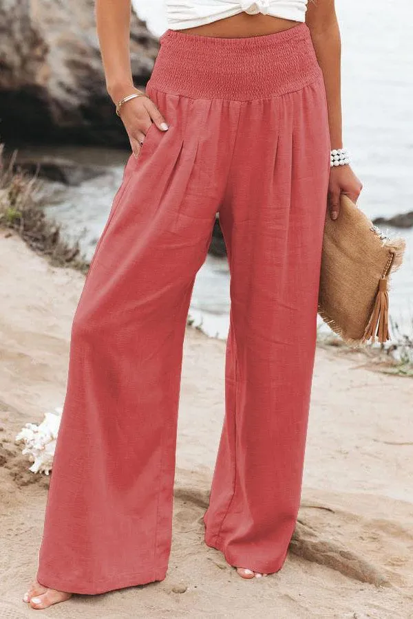Damen Weit geschnittene Sommerhose mit elastischem Bund und luftiger Passform