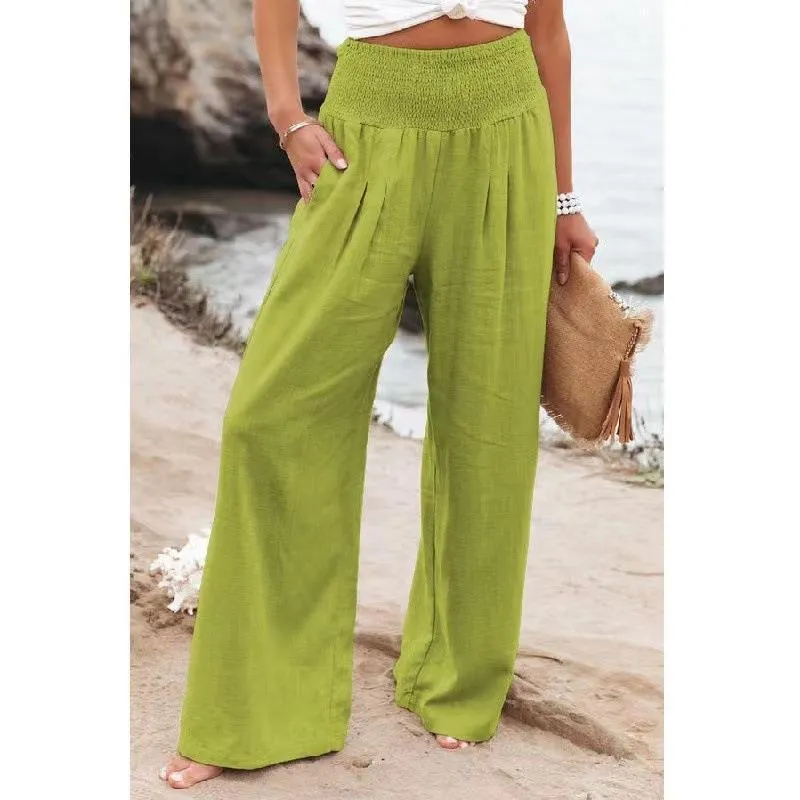 Damen Weit geschnittene Sommerhose mit elastischem Bund und luftiger Passform