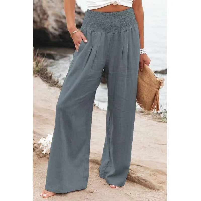 Damen Weit geschnittene Sommerhose mit elastischem Bund und luftiger Passform