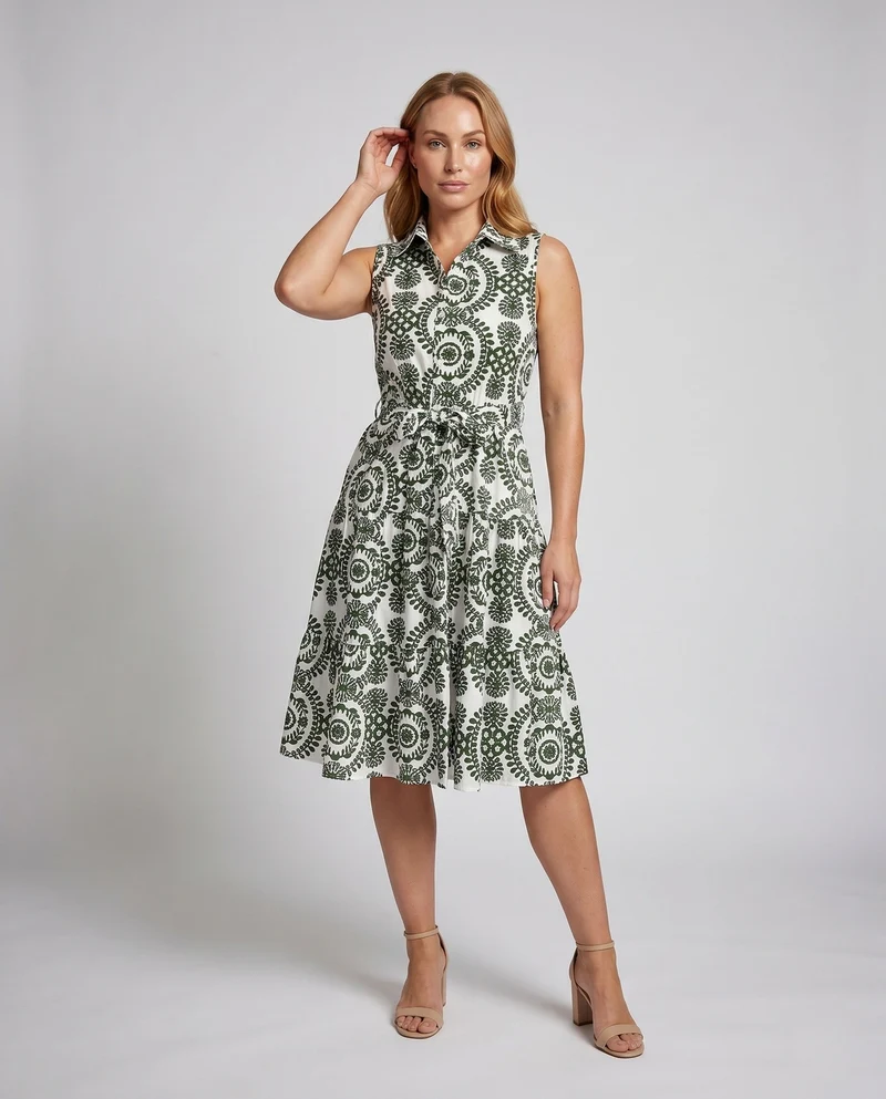 Damen Hemdblusenkleid mit floralen Muster und tailliertem Schnitt