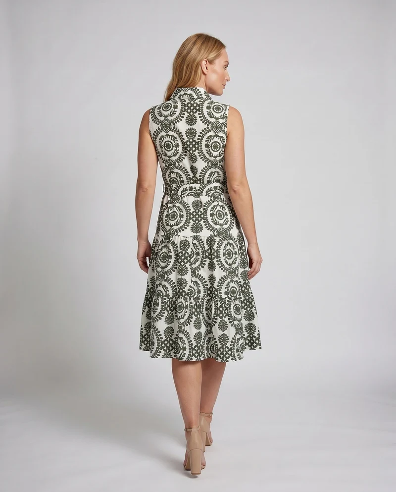 Damen Hemdblusenkleid mit floralen Muster und tailliertem Schnitt
