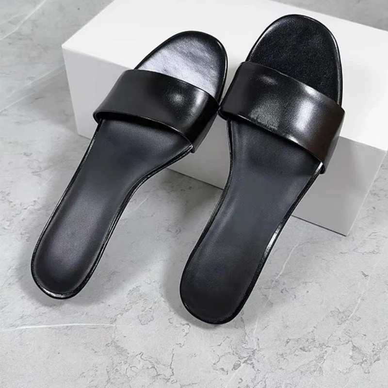 Damen elegante Slides mit breitem Satin-Riemen und komfortablem Fußbett