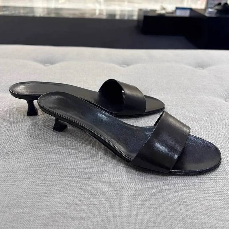 Damen elegante Slides mit breitem Satin-Riemen und komfortablem Fußbett