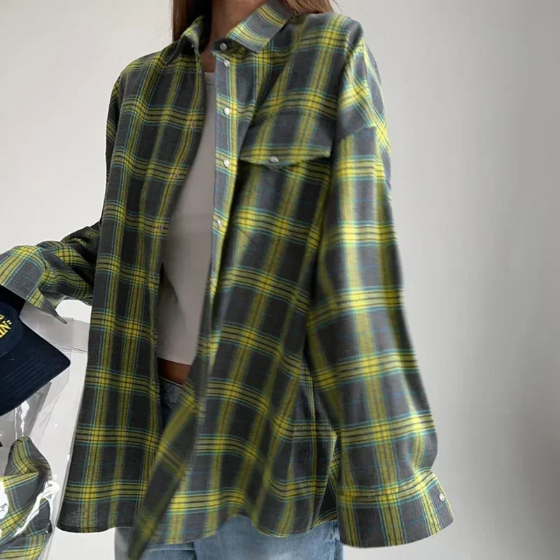 Langarmiges Hemd mit Kariertem Muster Baumwollmix Lässig und Trendy