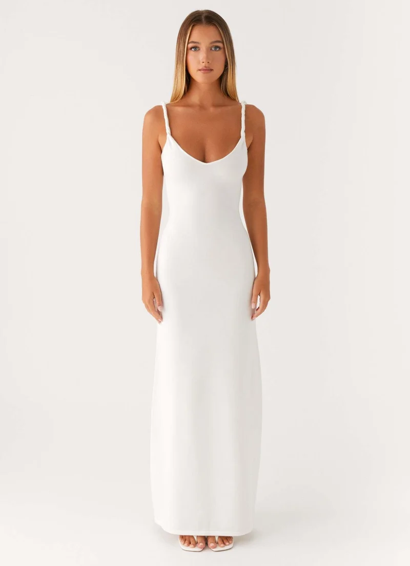 Damen Elegantes Maxirockkleid mit tiefem V-Ausschnitt und feinen Trägern