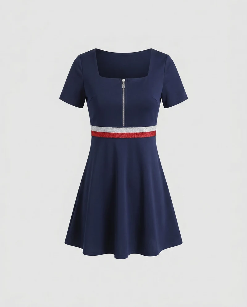 Damen Freizeitkleid mit Reißverschluss und sportlichem Design