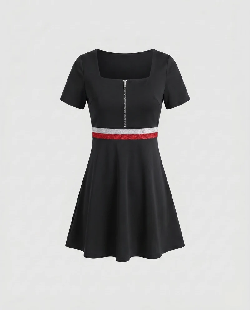 Damen Freizeitkleid mit Reißverschluss und sportlichem Design