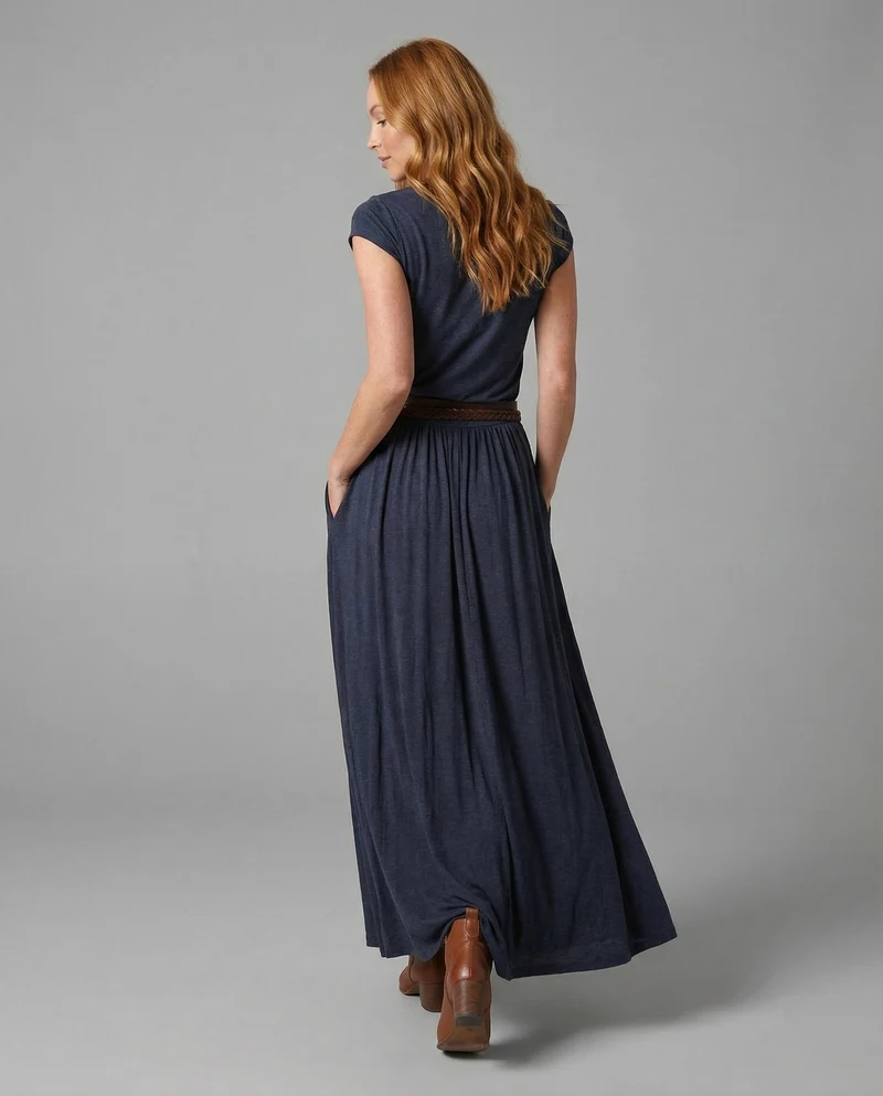Damen lässiges Jersey-T-Shirt-Maxikleid