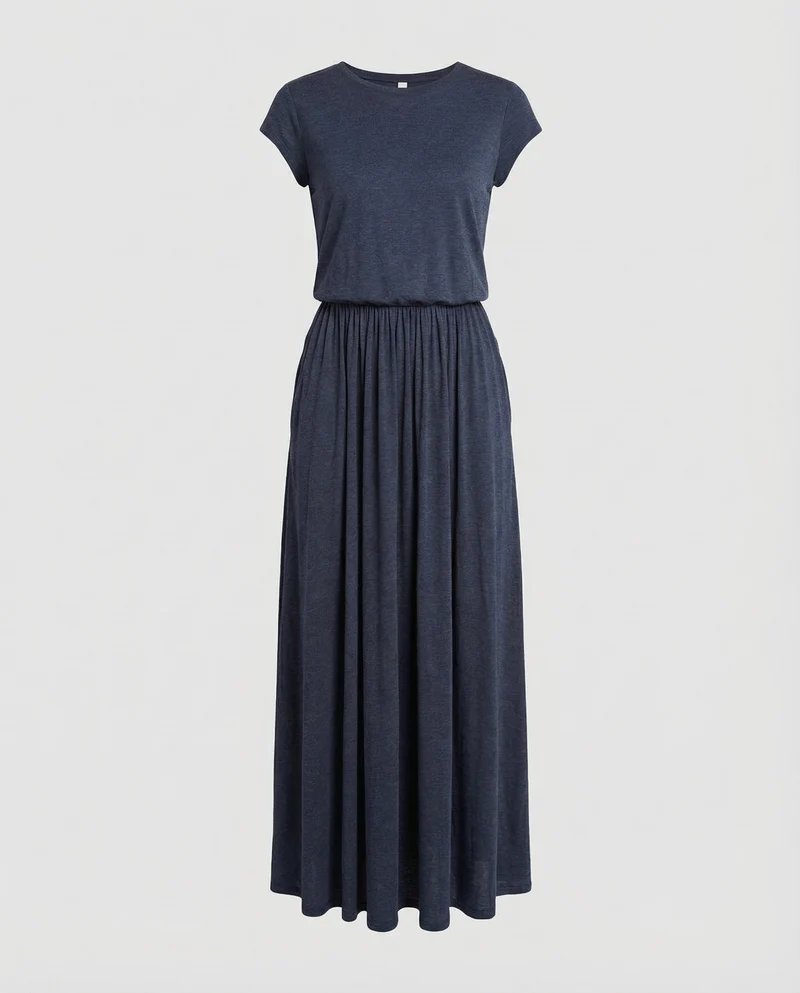 Damen lässiges Jersey-T-Shirt-Maxikleid