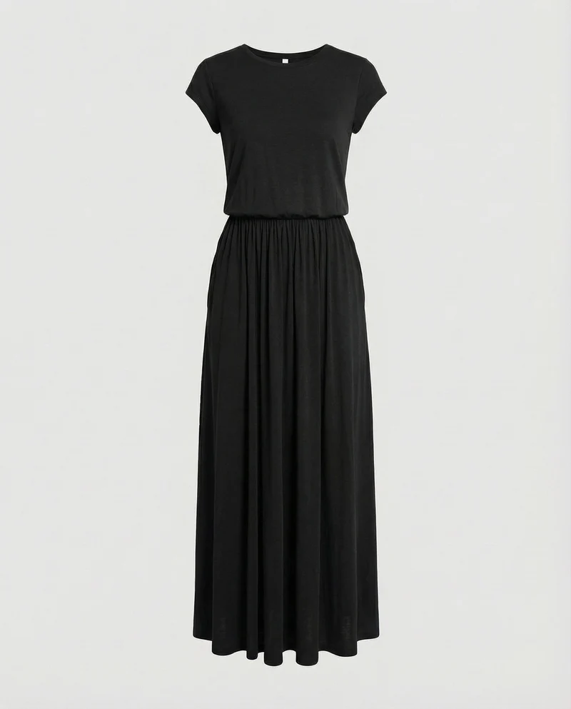 Damen lässiges Jersey-T-Shirt-Maxikleid